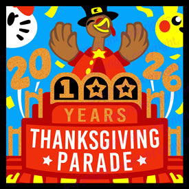 Thanksgiving Parade 100 year Celebration (metallic threads and iron on)